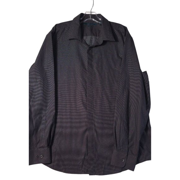 Perry Ellis Mens Non-Iron Black Patterned Dress Shirt XXL - Picture 1 of 6